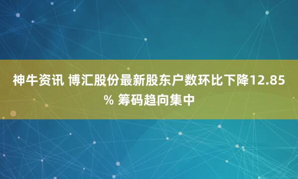 神牛资讯 博汇股份最新股东户数环比下降12.85% 筹码趋向集中