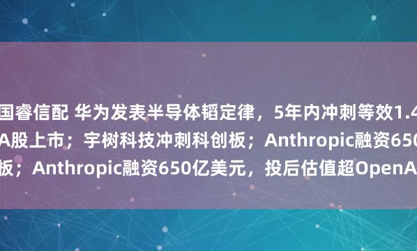 国睿信配 华为发表半导体韬定律，5年内冲刺等效1.4nm制程；MiniMax将A股上市；宇树科技冲刺科创板；Anthropic融资650亿美元，投后估值超OpenAI