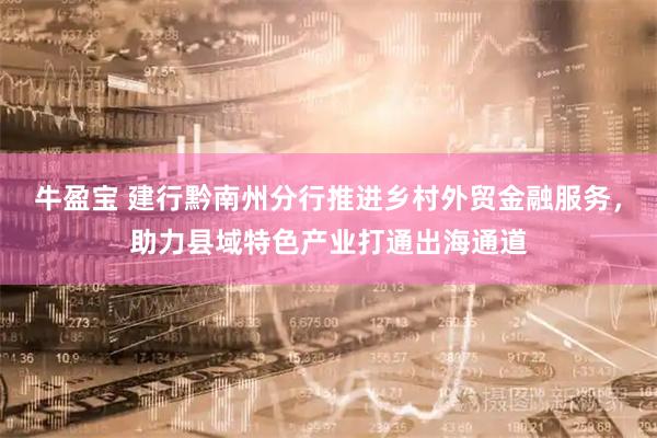 牛盈宝 建行黔南州分行推进乡村外贸金融服务，助力县域特色产业打通出海通道