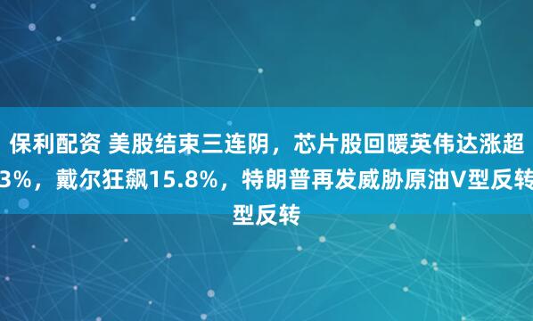 保利配资 美股结束三连阴，芯片股回暖英伟达涨超3%，戴尔狂飙15.8%，特朗普再发威胁原油V型反转